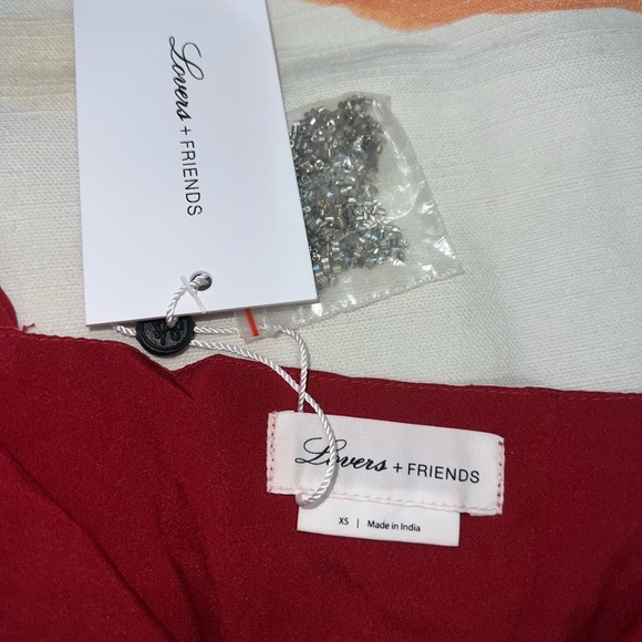 Lovers + Friends Midi Caterina Dress Beaded Embellished
Red Hi Low V Neck XS - Picture 7 of 9